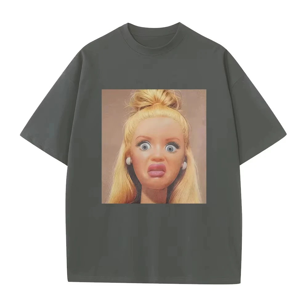 Hot Funny Disgusting Doll Meme Graphic T-shirt Men's Women's High Quality Cotton T Shirts Unisex Oversized Short Sleeve T-shirts