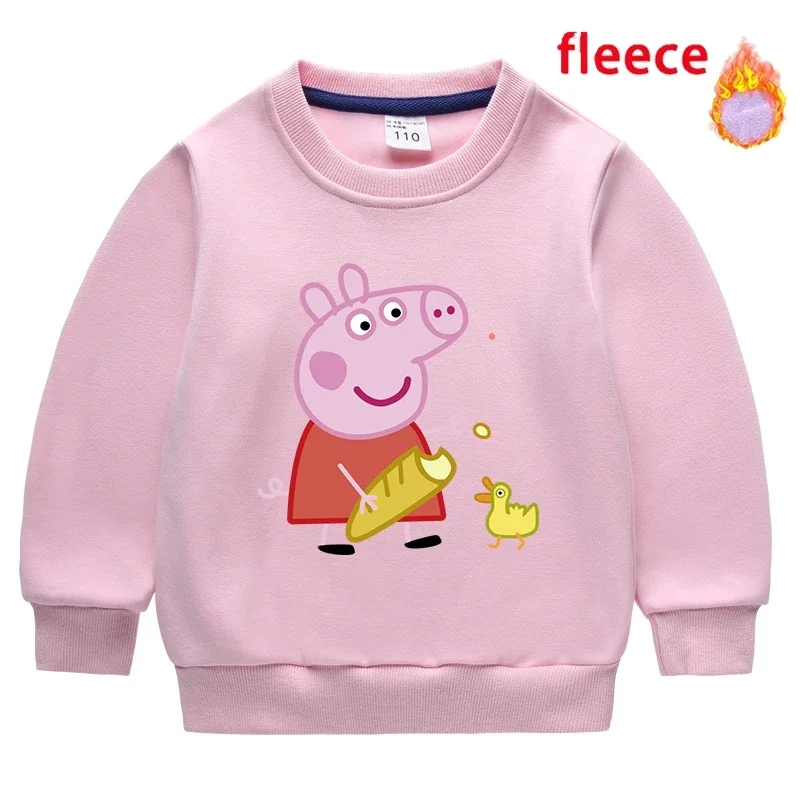 Suéter de dibujos animados de la serie Peppa Pig para niños, Top de doble capa de Color, muñeca móvil George, suéter de felpa para niña, regalo para