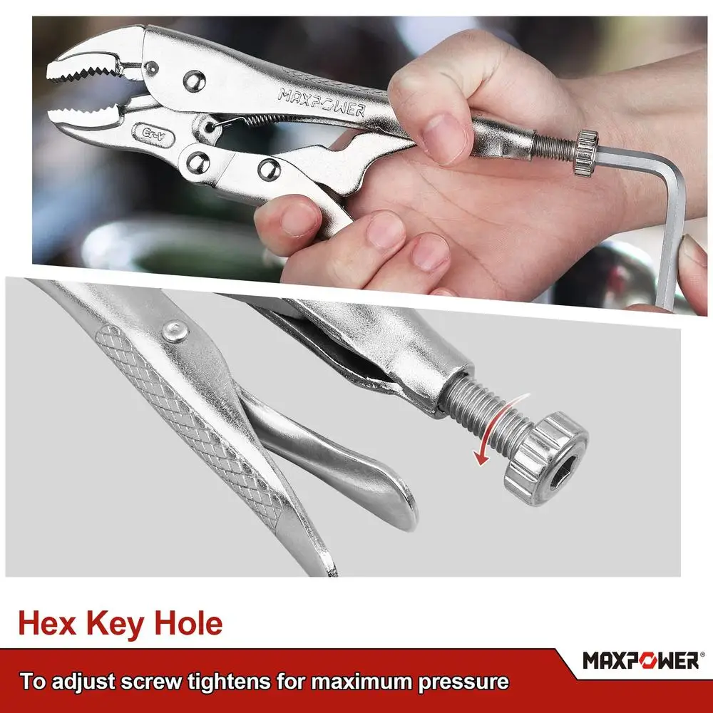 مجموعة كماشة القفل مكونة من 5 قطع من برغي الفك الطويل والأنف المنحني قابل للتعديل وفتحة سداسية