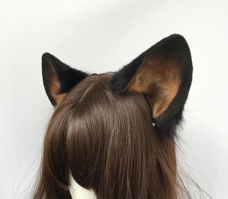 Benutzerdefinierte handgemachte Nachahmung Tier Ohr Lolita Halloween Cosplay Prop Fuchs Hund Katze Ohren Hairhoop schwarz Haarband für Cosplay Prop
