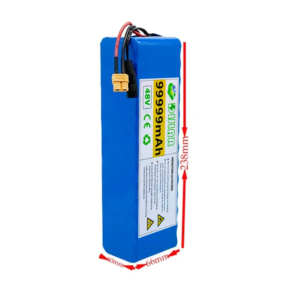 13S3P 48V Battery 99.99Ah Lithium-ion Battery Pack with 1000W BMS for 48V E-bike Electric Bicycle Scooter+54.6V Charger