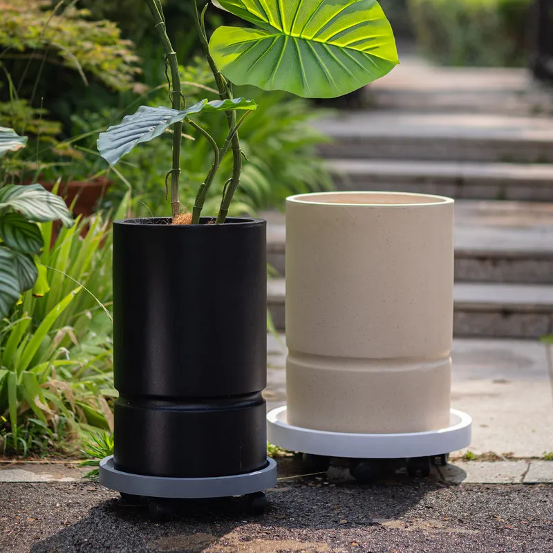 Tall Planter for Monstera Plants Magnesium Cement Flower Pot Light Luxury Floor Standing High Cylinder Vase Modern Home Decor