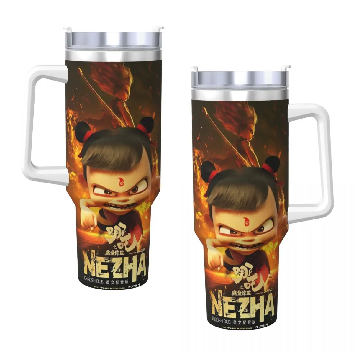 

Stainless Steel Tumbler Ne Zha 2 Movie Thermal Cups Portable Cold and Hot Mugs Cup Driving Printed Water Bottle