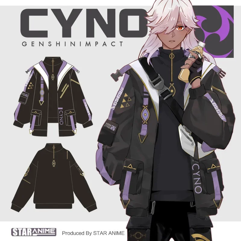 

Anime Genshin impact CYNO cosplay cool tops coat Harajuku casual hoodies sweatshirt Springs autumn unisex loose jacket pants