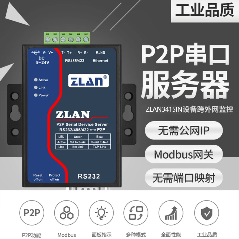 

Serial server RS232/422/485 to Ethernet TCP/IP to serial P2P module ZLAN3415IN