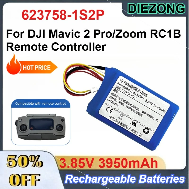 

623758-1S2P 3.85V 3950mAh Rechargeable Li-Ion Battery for DJI Mavic 2 Pro/Zoom RC1B Remote Controller Batteries