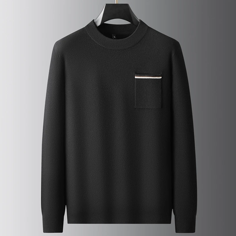 8XL 7XL 6XL 2025 New Fall Winter High End Luxury Sweater Men Thick Warm Mens Jumpers With Pocket Turtleneck Knitwear For Man
