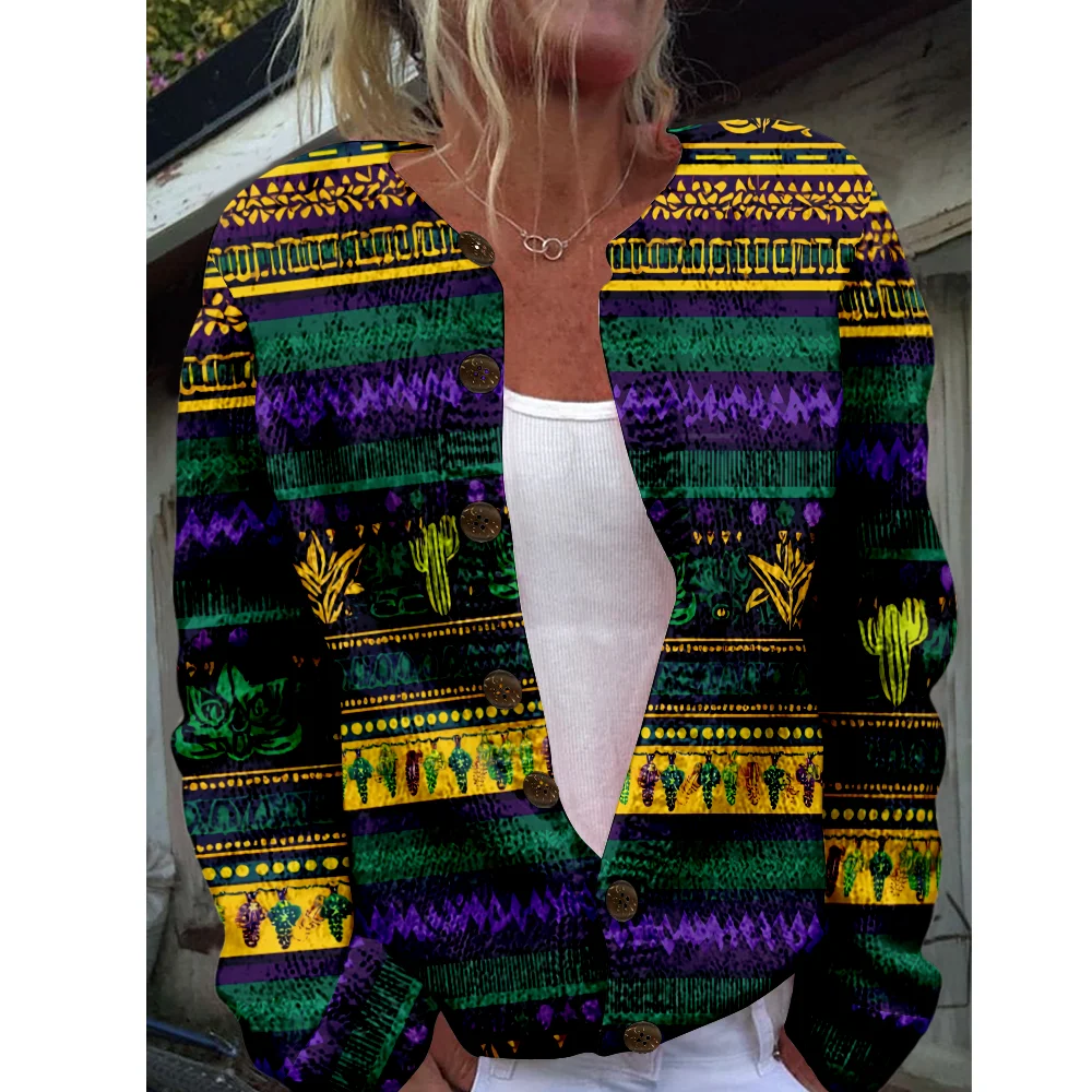 

Ethnic Geometry Sweater Autumn Winter Knitted Cardigan Women Sweaters Knit Top Casual Cool Jumpers Fashion Streetwear