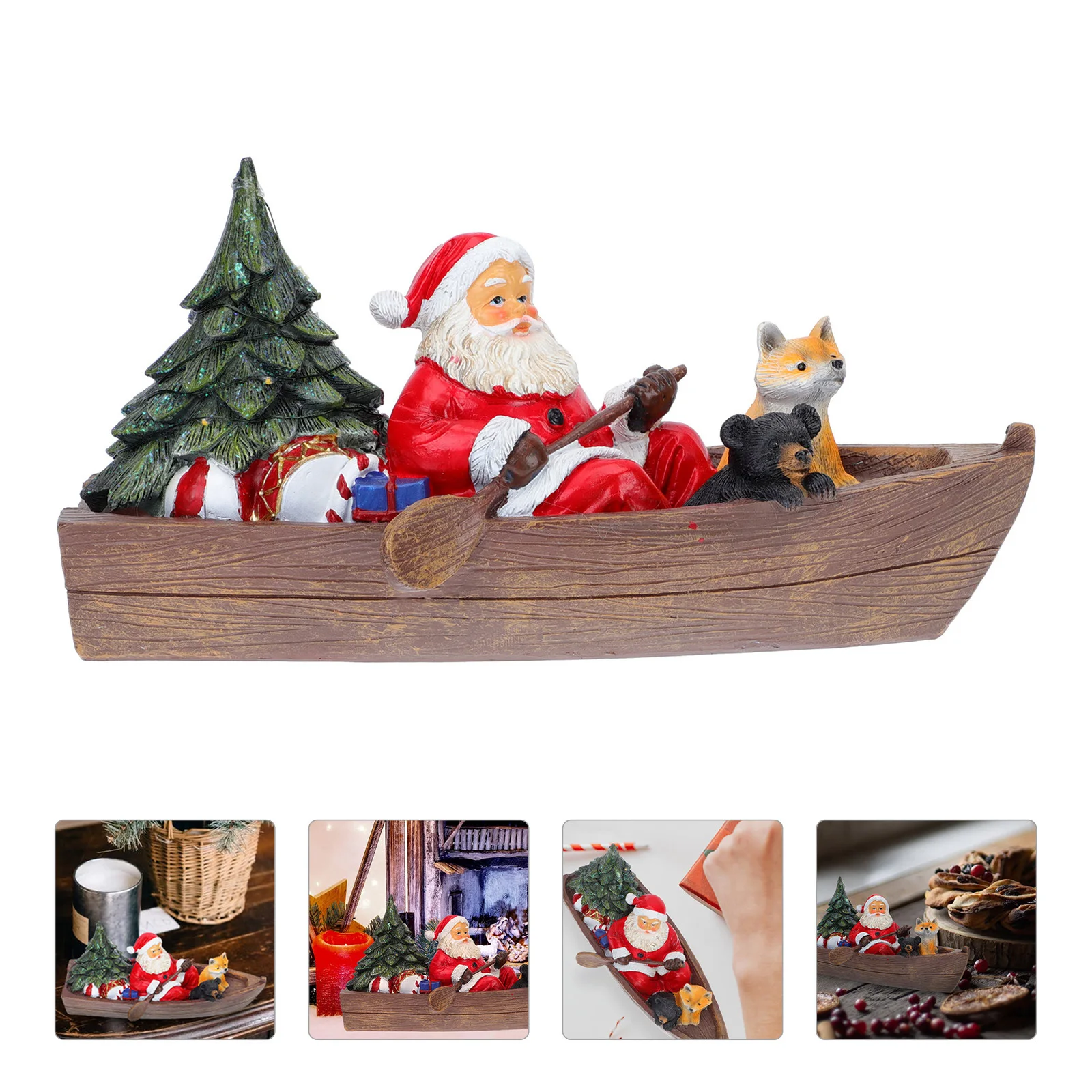 

1Pcs Resin Santa Claus Xmas Desktop Ornament Creative Christmas Party Decoration Luminous Festive Home Decor Lovely Xmas Decor