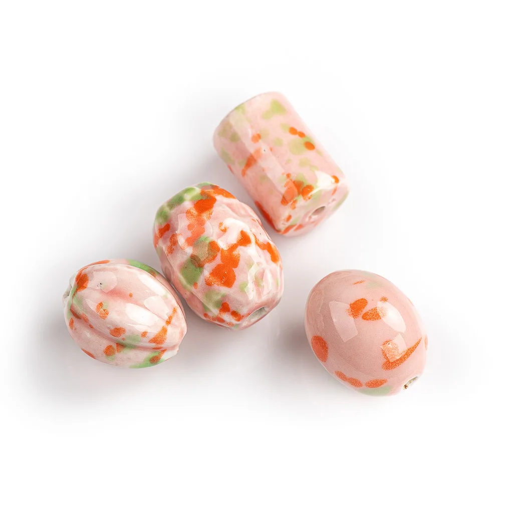 30#2pcs High-quality Big Pink Egg Ceramic Beads Pendant Porcelain Jewelry Making For Necklace Bracelet #XN165