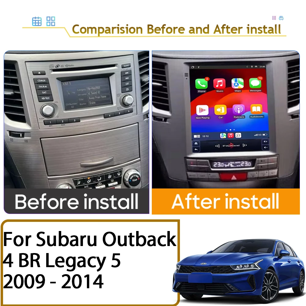 Carplay GPS Navigation Car Radio Player For Subaru Outback 4 BR Legacy 5 2009 - 2014 9.7 inch Android Auto Intelligent System 5G