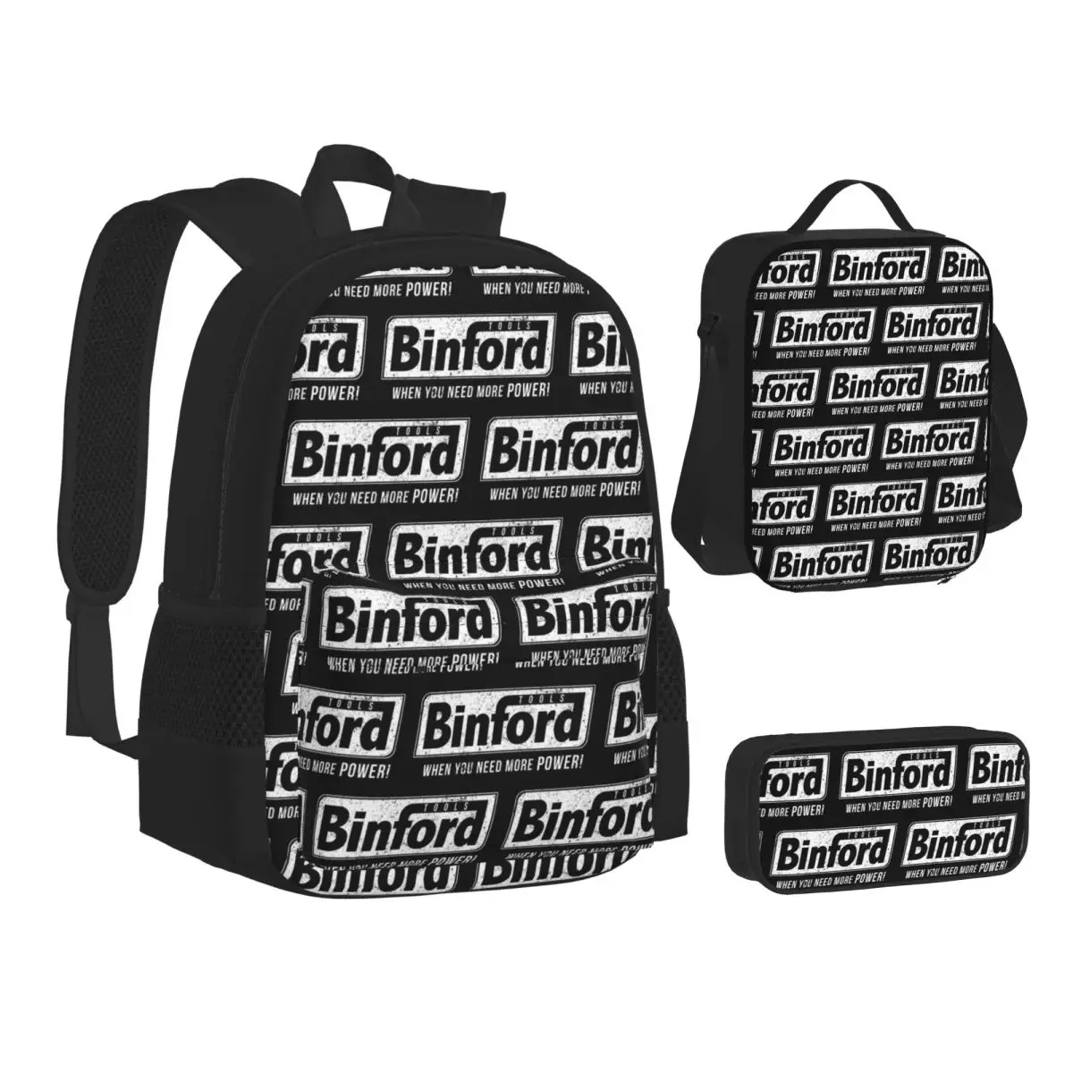 Binford Tools Backpacks Students Bookbag School Bags Children Rucksack Lunch Bag Pen Bag Three-Piece Set