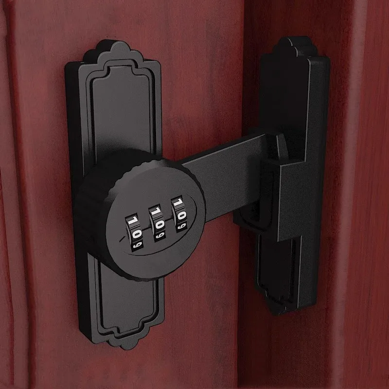 90/180 Degree Zinc Alloy Door Clasp Barn Door Locks Three-digit Password Drawer Lock Filing Cabinet Door Lock Home Hardware
