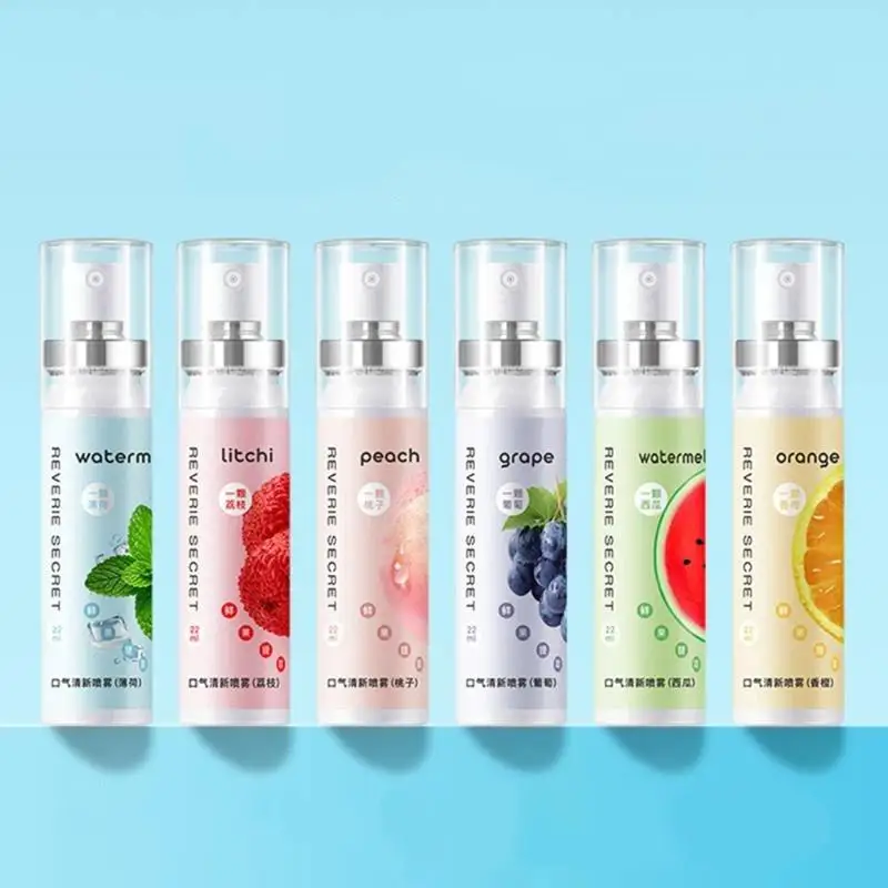 6Pcs Fruit Flavor Oral Fresh Spray - Lasting Fresh Breath, Mild And Not Spicy, Fresh Mint Flavor Anytime, Anywhere, Easy To Car