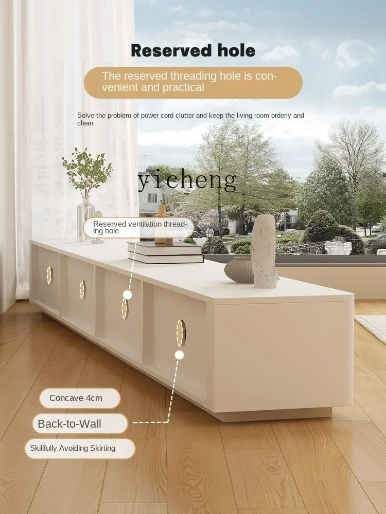 TV cabinet coffee table combination living room household small apartment modern simple solid wood floor TV cabinet