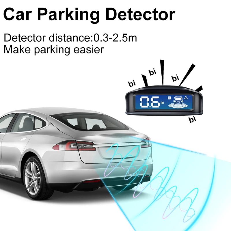 Front Rear Parking Sensor Kit 8 Probe Auto Blind Spot Radar LCD Monitor 12V Parktronic Reverse Backup Assist System