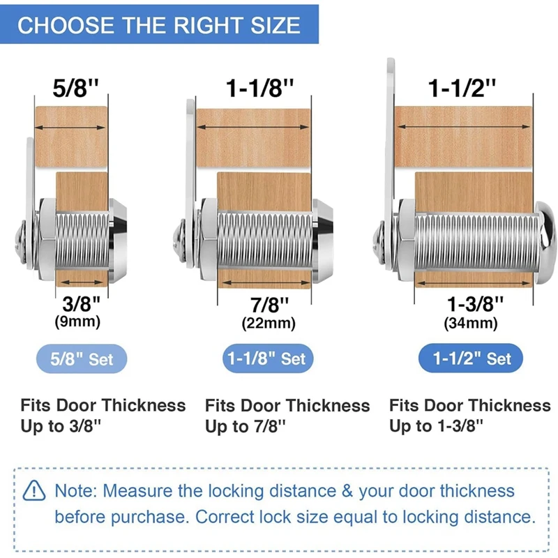 B28C-Cabinet Locks With Keys,1-1/2Inch Long Cam Locks Keyed ,Cabinet Cam Lock Set For Cabinets RV Storage Lock Tool Box Lock