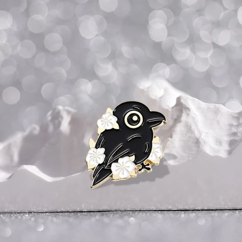 Punk Crow Wizard Enamel Pins Custom Black Gothic Skull Brooches Lapel Badges Animal Jewelry Gift for Kids Friends