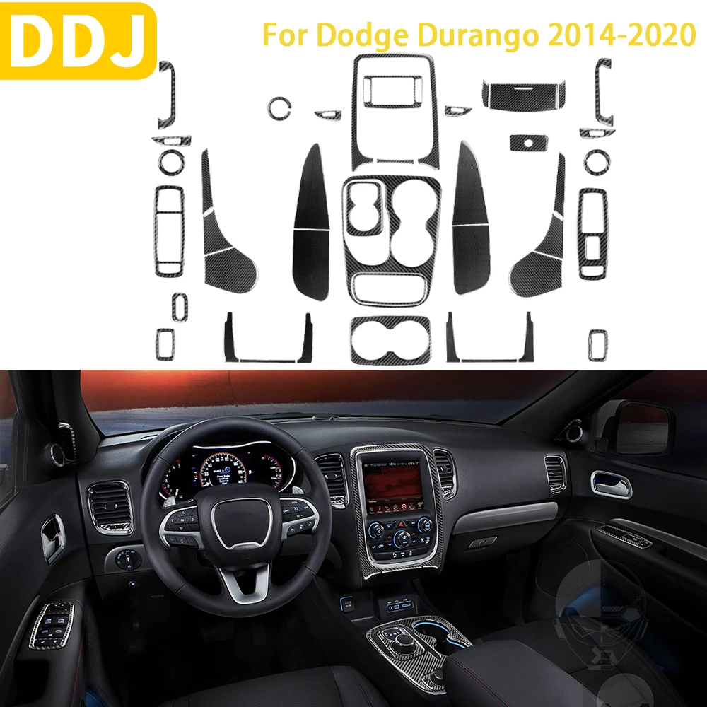 

For Dodge Durango 2014 2015 2016 2017 2018 2019 2020 Accessories Carbon Fiber Car Interior Gear Shift Door Panel Trim Sticker