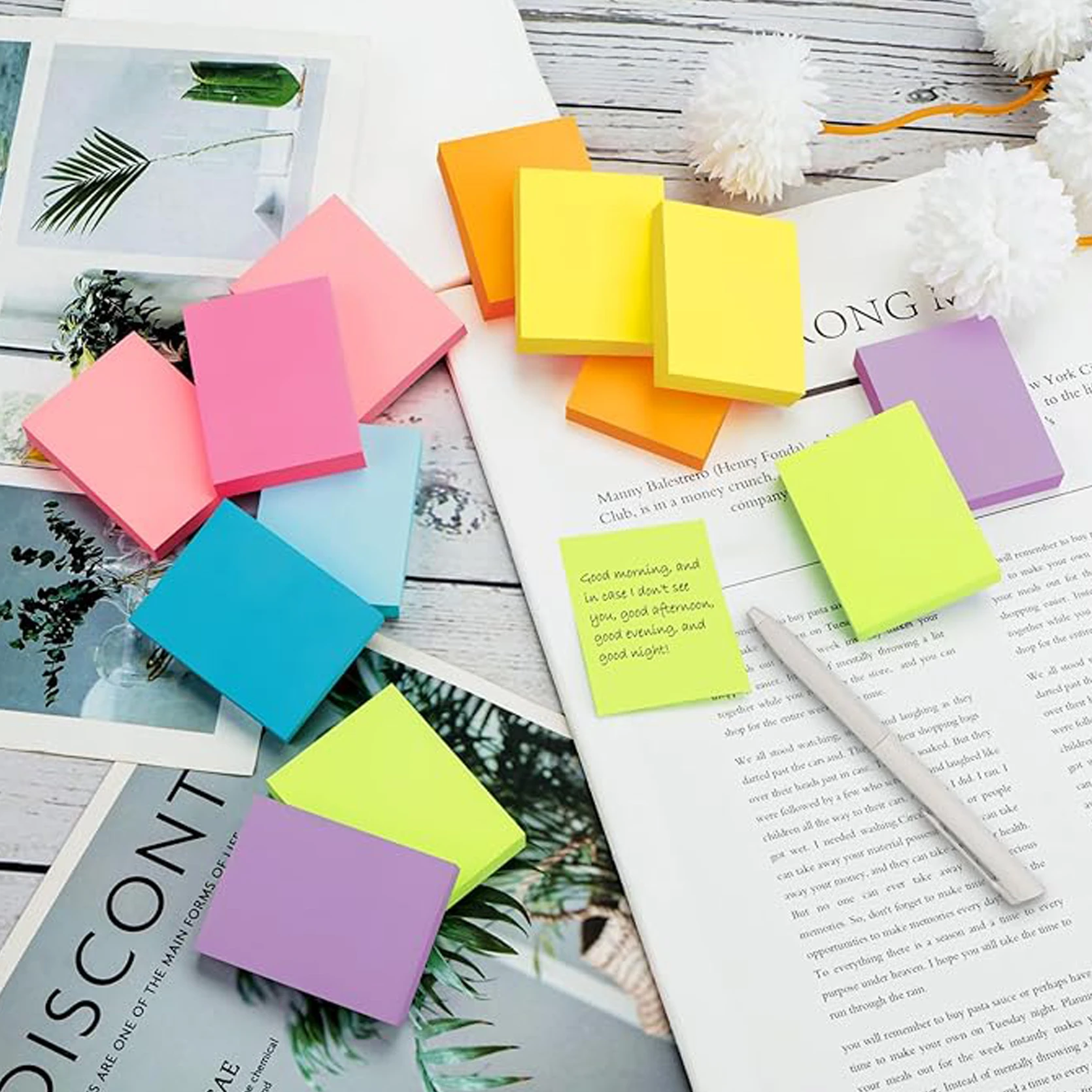 8/16 Packungen Neon-Haftnotizen, 38x50mm Selbstklebende Notizblöcke, Schulbedarf für Schüler, Büro- und Haushaltsorganisation – Detail 5