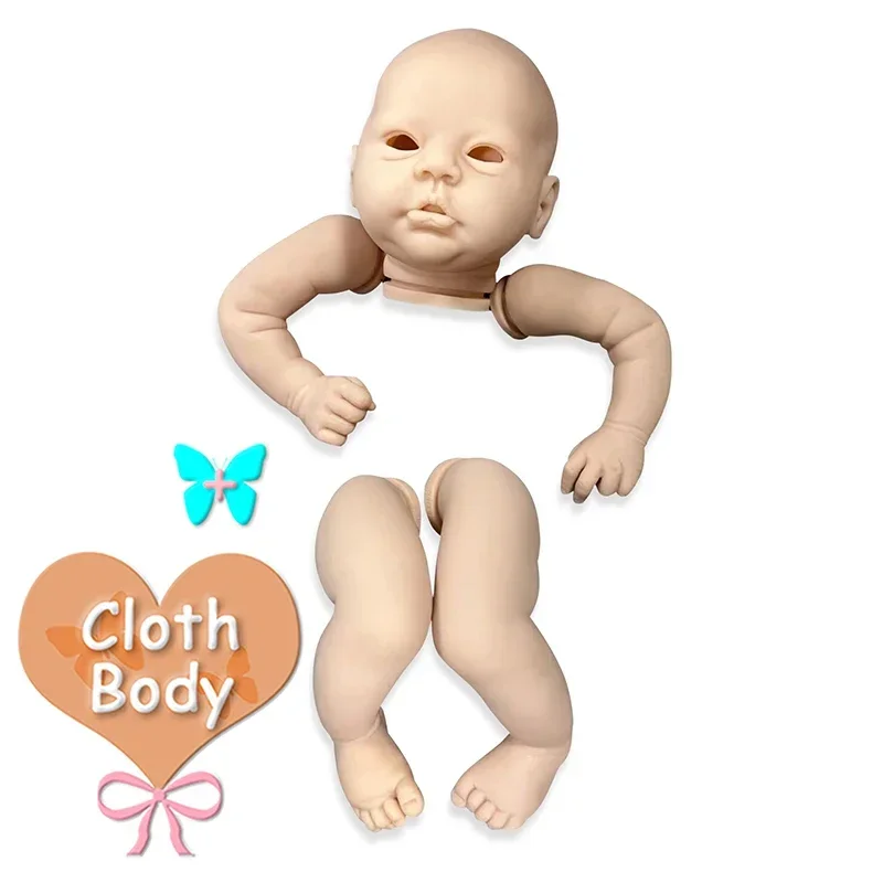 NPK 19Inch Unpainted Unassembled Blank Kit Fresh Color DIY Doll Parts Reborn Evi with Cloth Body and Eye Reborn Sin Pintar