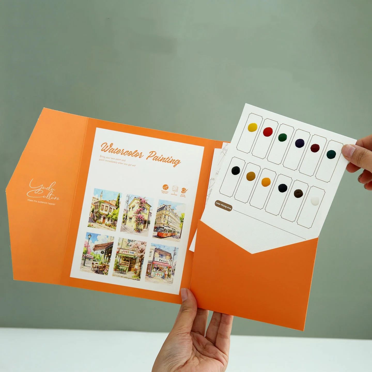 Faltbares Aquarell-Malbuch mit 12 Farben, DIY Stressabbau-Kunstblock für Erwachsene, Kreatives Graffiti-Zeichenset