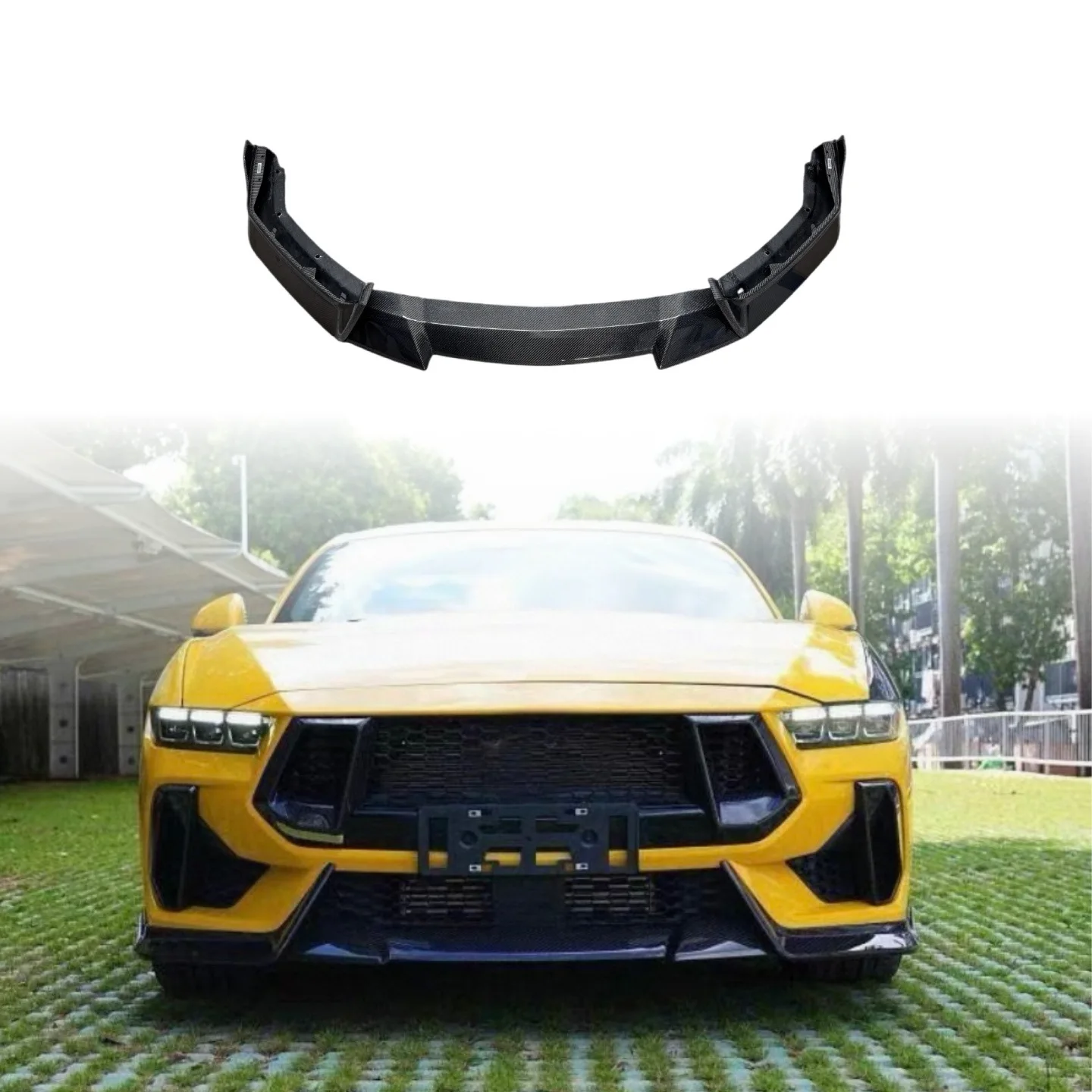 For 2024 + Ford Mustang S650 Upgrade S Dry Carbon Fiber Three-Stage Front Lip Front Shovel