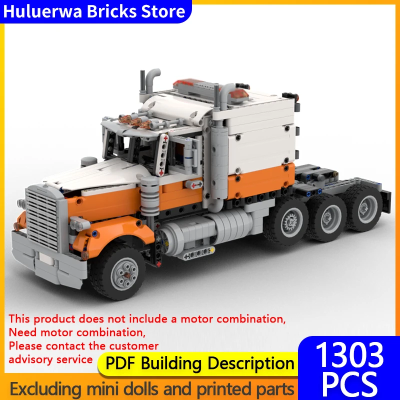 

City Car Model MOC Building Bricks Long Head Duty Tractor Trucks Modular Technology Gifts Holiday Assemble Children Toys Suit