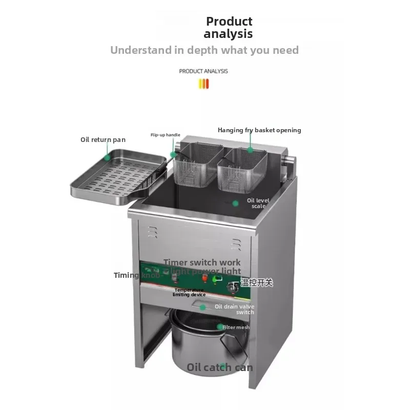 

Double Cylinder Electric Gas Fryer Commercial Gas Fried Chicken Fried Skewers Fryer Vertical Electric Fryer Stall Equipment