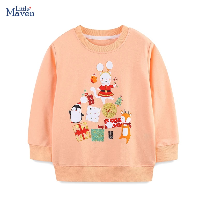 Little maven Autumn Spring Kids Clothes Animal Children's Clothing Christmas Gifts Girls Sweatshirts Tops for Christmas Costumes