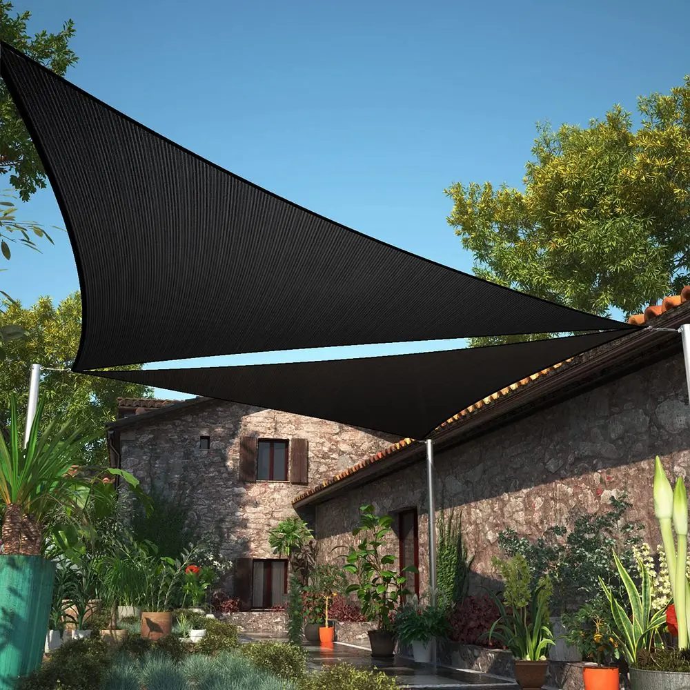 

24 x 24 x 33.9 Black Sun Shade Sail Right Triangle SMSLT Canopy Fabric Cloth Screen, Water Air Permeable amp UV Resistant, Heav