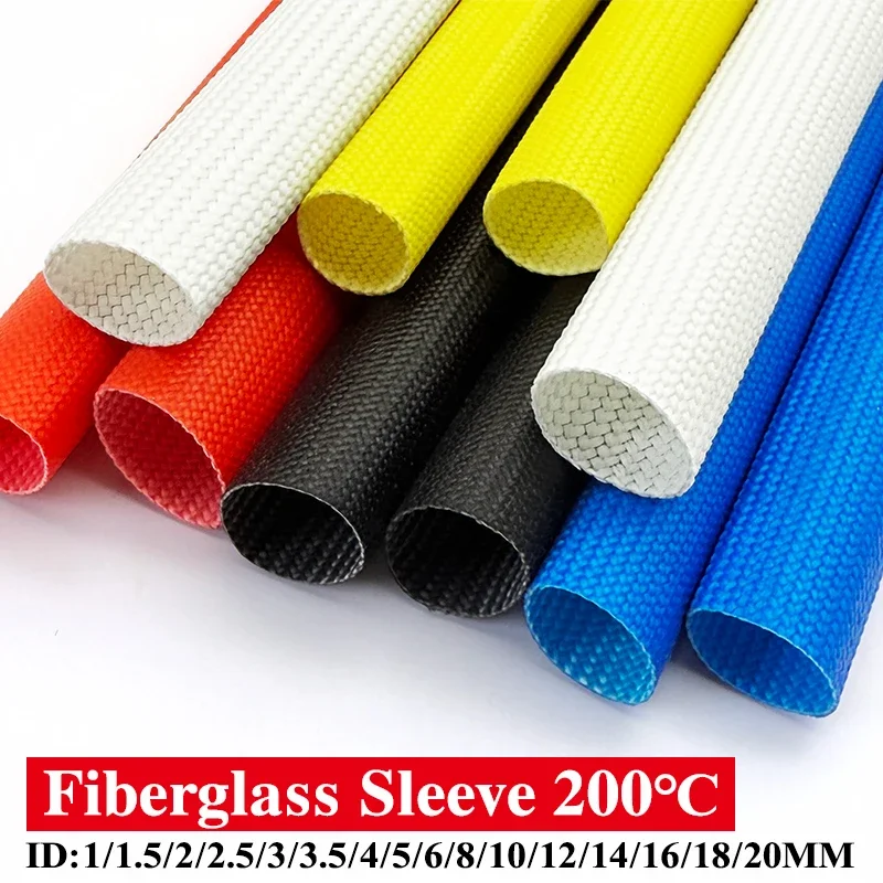 1~20mm ID Silicone Fiberglass Braided Sleeve 200℃ Flame Resistant Heat Shield Tubing For Car Engine Internal Wiring Cable