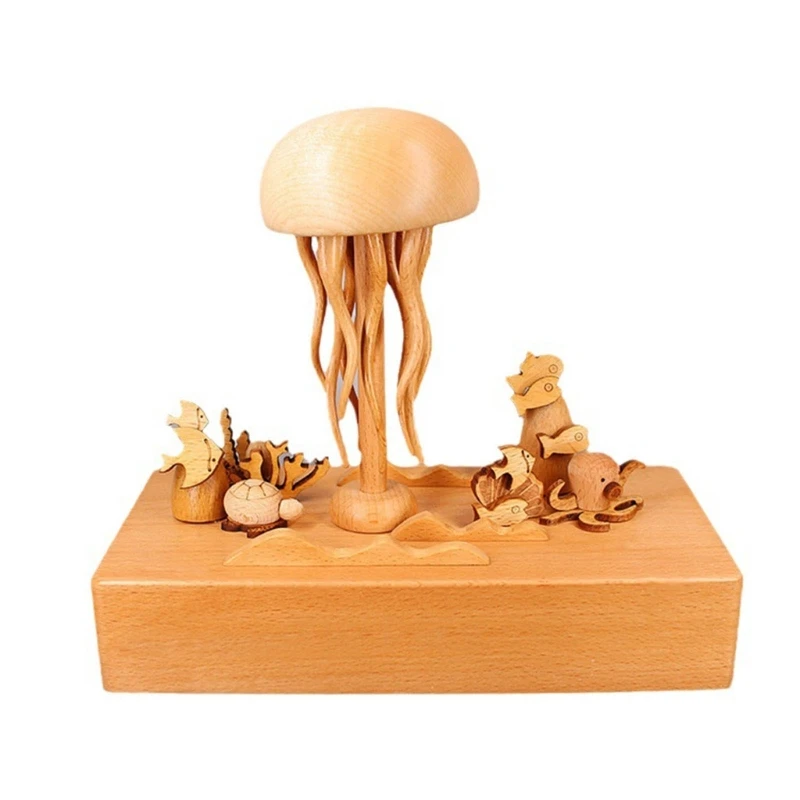 Wooden Jellyfish Music Box Ocean Decor, Enchanting Musical Experience Drop Shipping