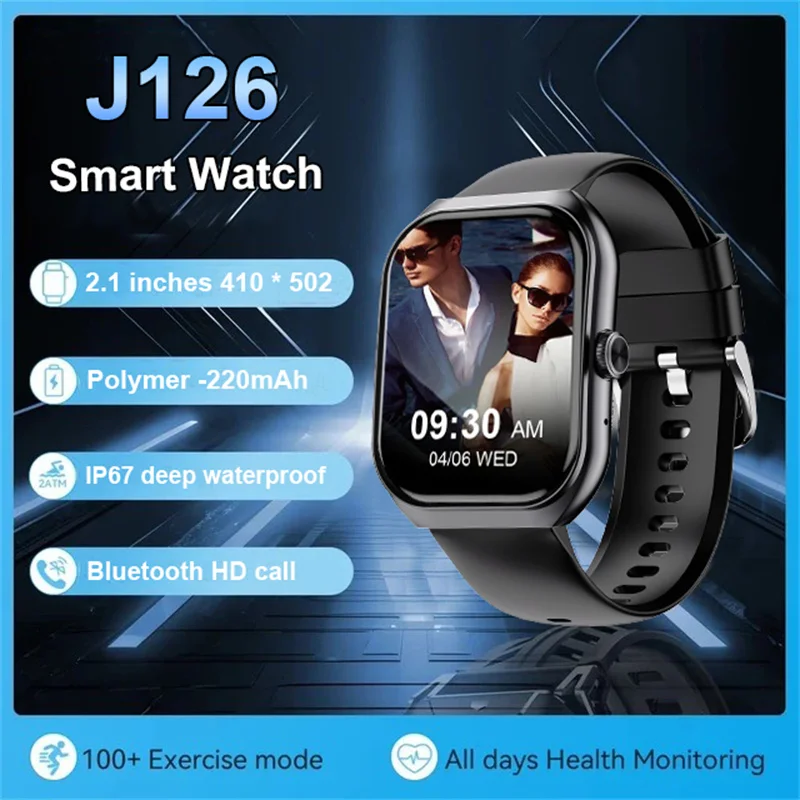 

2024 New healthy smart men's and women's watch 2.1 inch IPS HD large screen IP68 waterproof Bluetooth call for Xiaomi Huawei IOS