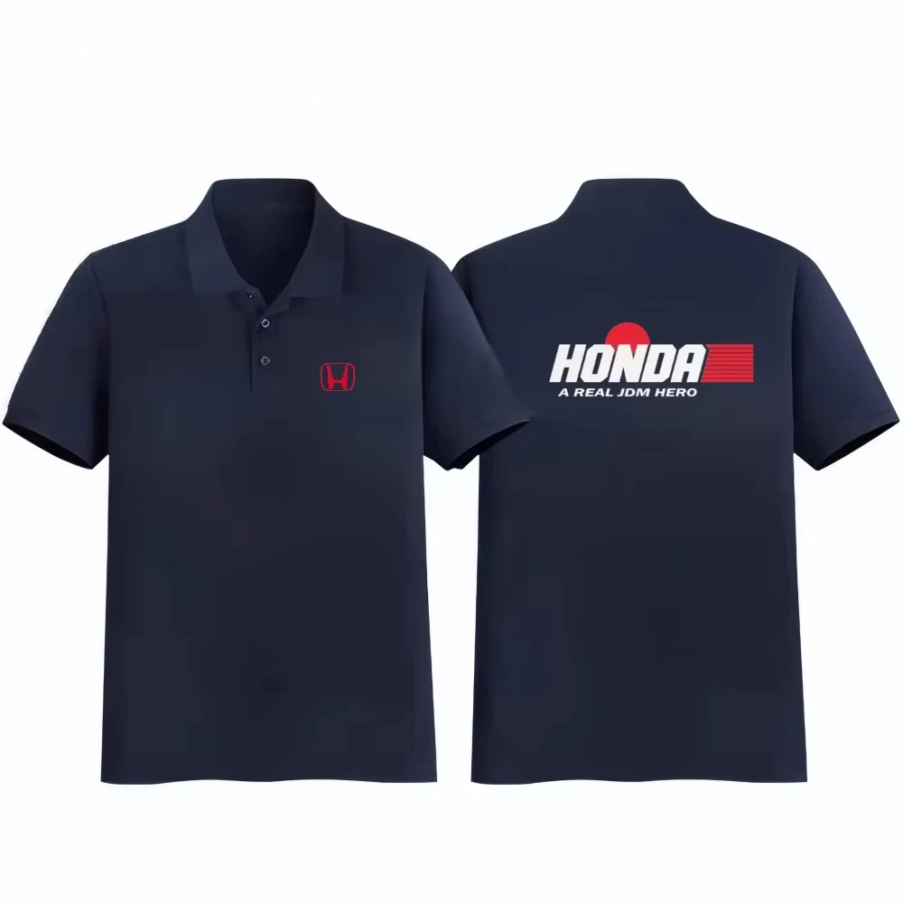 

Honda Hot Honda с принтом, простая деловая мужская рубашка-поло, дышащая свободная футболка с короткими рукавами и лацканами, гоночный костюм, летний
