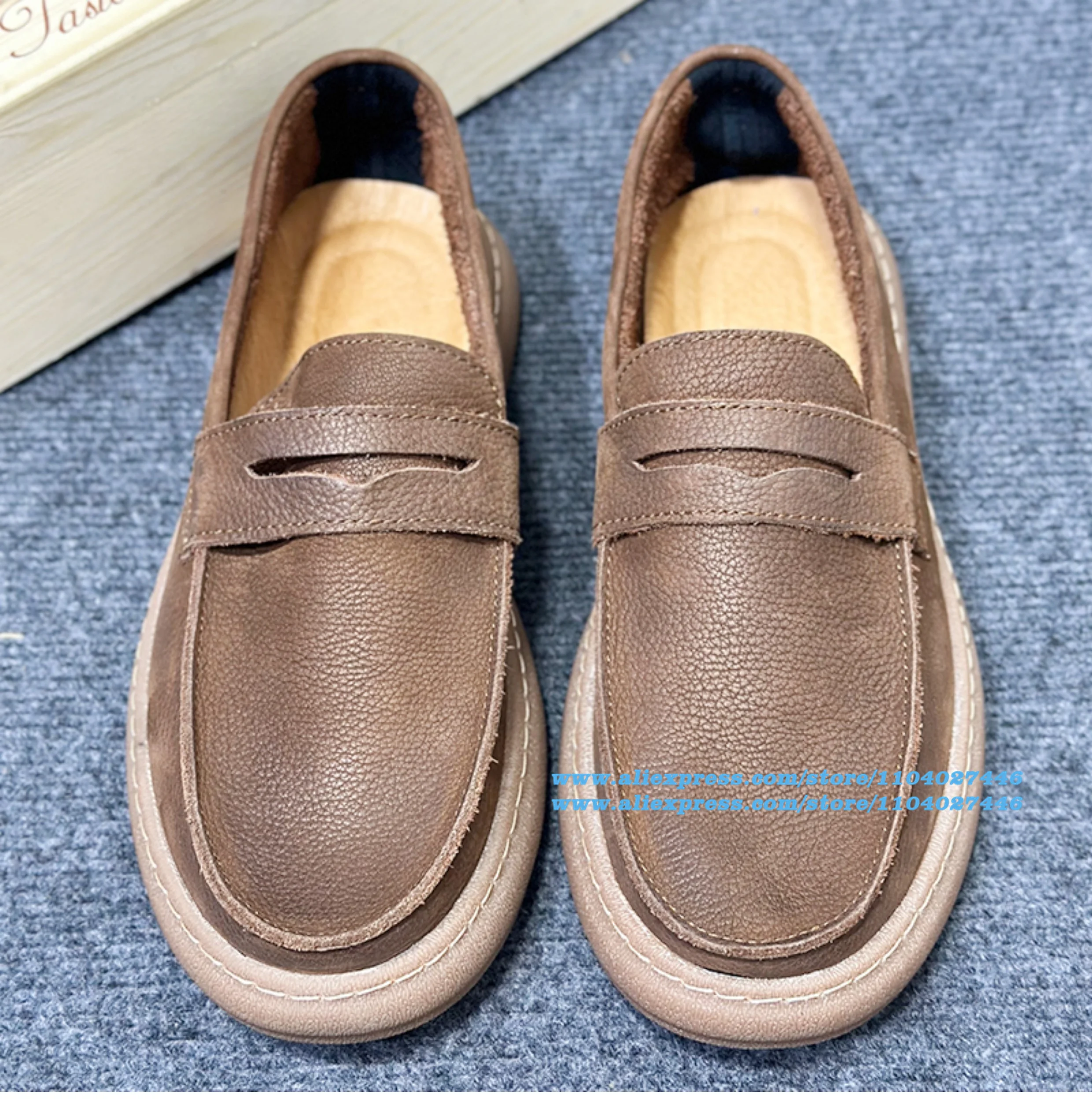 

Slip On Loafers Flat Soft Sole Soft Leather Men's Shoes Casual Leather Shoes Wear-Resistant Trendy Luxury Handmade Men's Shoes
