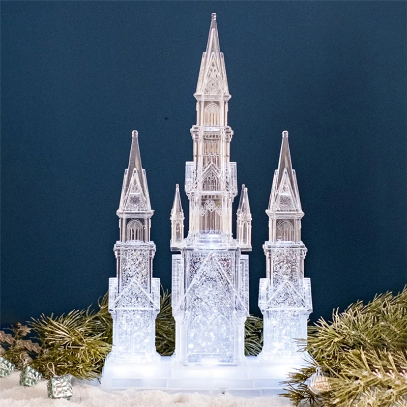 Christmas Decoration Crystal Ball Snow House Music Box Acrylic Architectural Model Crafts Ornaments Christmas Gift Home Decor