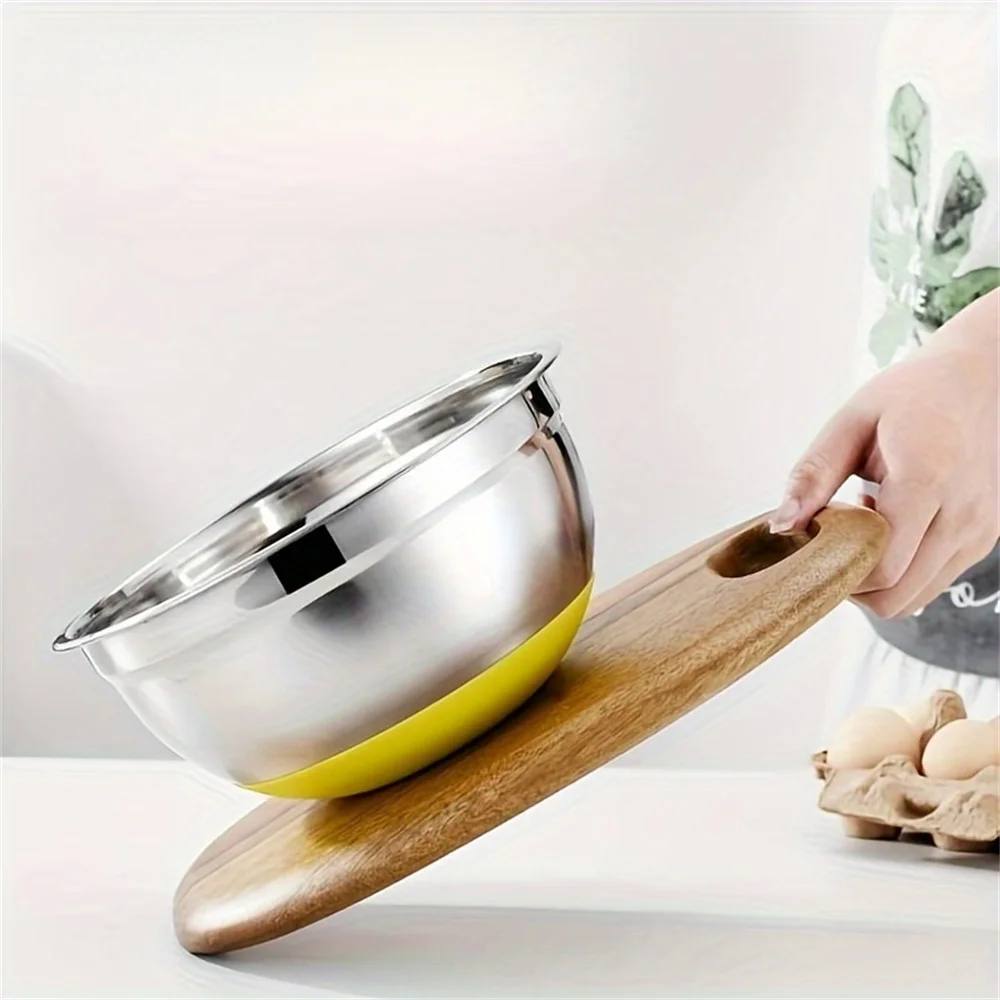 Set mangkuk masak baja tahan karat berwarna dengan tutup multifungsi untuk menjaga kesegaran