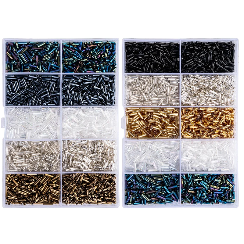 2400Pcs/Box Tube Bead 2x6mm Twist Bugles Glass Beads Helical Seedbeads For DIY Bracelet Jewelry Dress Making Garments Accessory