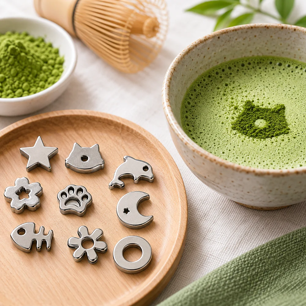 Cartoon Shape Matcha Powder Press 316 Food Grade Stainless Steel Silver Matcha Sifter Matcha Sieve Beads for Home and Cafe Use