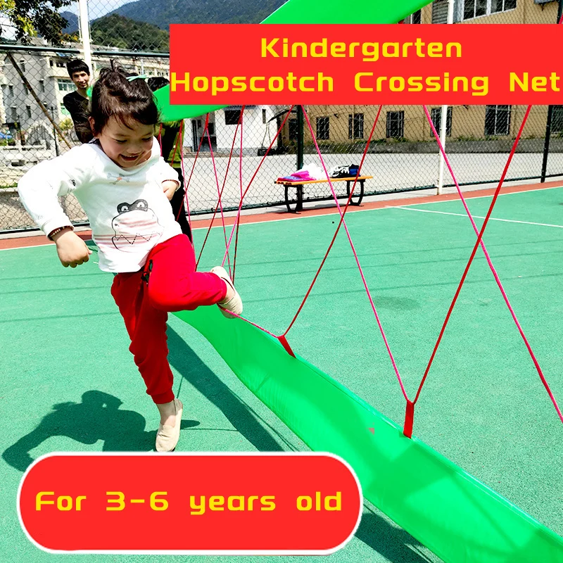 Kindergarten Kids Child Hopscotch Crossing Net Crawl Outdoor Games Mat Pad Sensory Toys Safety Running Training Team Fun Sports