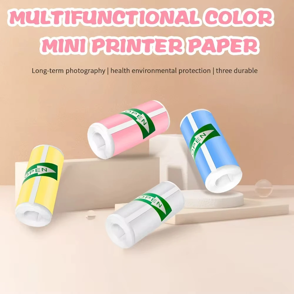 Colorful Label Sticker Mini Printer Thermal Paper Self-adhesive Thermal Printing Paper Inkless Printing Photo Picture 57x25mm