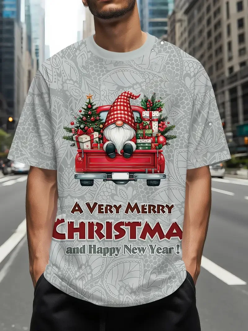 

Men's Fashion Simple Design Christmas T-Shirt 3D Print Santa Clause Graphic Short Sleeve Tees Festival Outdoor Street Loose Tops