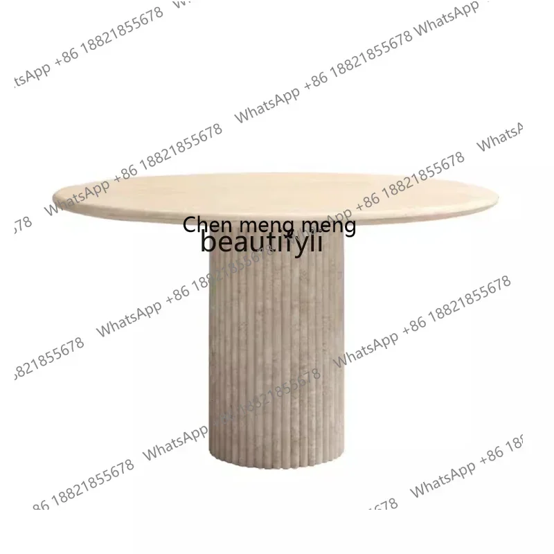 

178Nordic cave stone dining table Italian minimalist, living room designer simple light luxury marble round table dining table