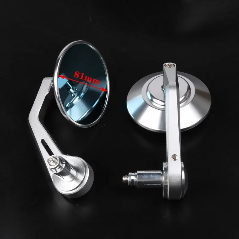 Motorcycle Handlebar Mirror Bar End Rear View Mirrors Balance Slider Grip Side Mirror CNC Silver 22mm Universal Anti-reflective image 6