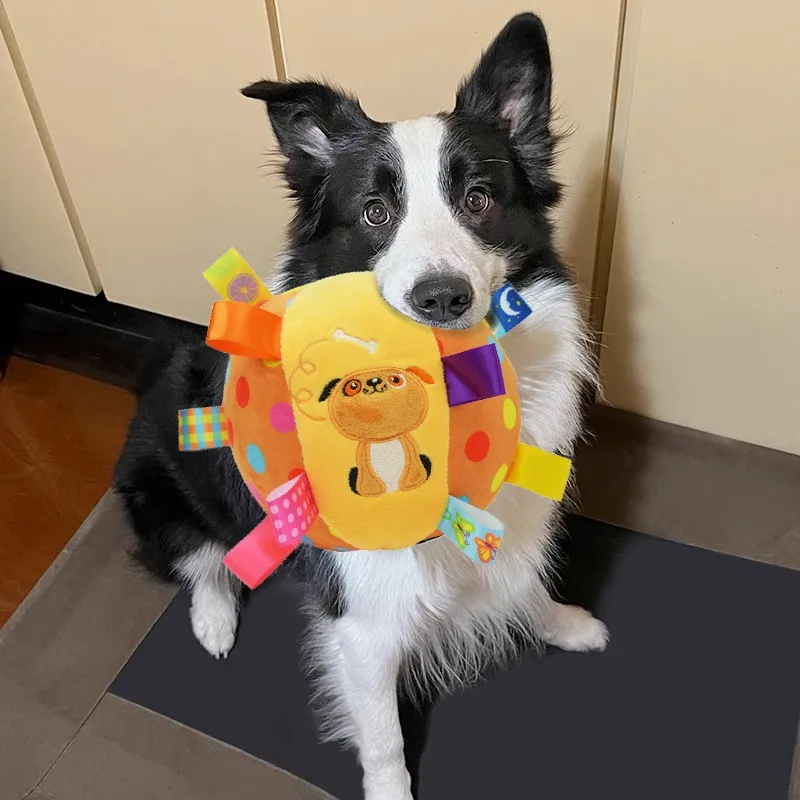 Pelota de juguete Vocal para perro de peluche, divertidos juguetes interactivos para mascotas con campanas, juguete para masticar dientes para perros pequeños y grandes, productos para cachorros y gatos