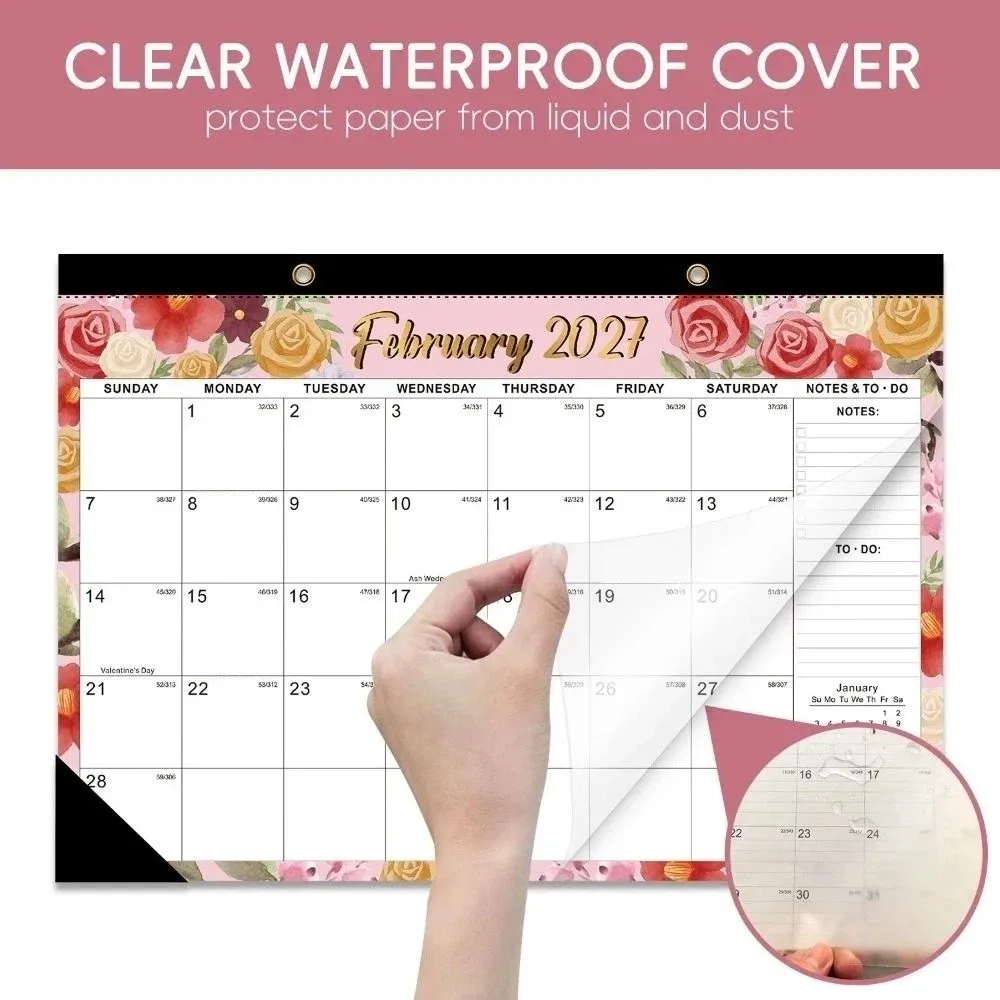 2027 Wall Calendar with Hanging Hole 18 Months Floral Wall Calendar To Do List Portable Calendar Planner Stationery Supplies
