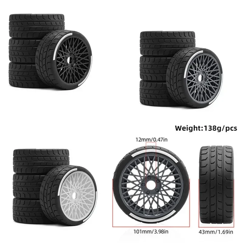 

Universal 4PCS RC Tires for 1/7 ARRMA Infraction Limitless FELONY, Fits FSRC Model GT 1/8 HuanNao X3GT
