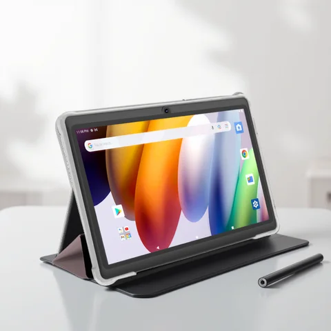 Pritom 7 Inch Tablet PC, Android 13 Quad Core, 4GB(2+2GB Virtual) RAM 32GB ROM, WiFi, Dual Camera, USB C, with Leather Case