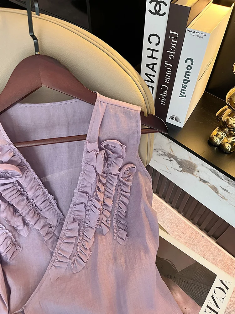 エレレーストリムVネック女性用サマースイートボウタイトップファッショナブルで通気性のあるカジュアル韓国風ゆったりフィットブラウス